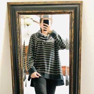 ZENERGY BY CHICOS COWL NECK STRIPED SWEATER